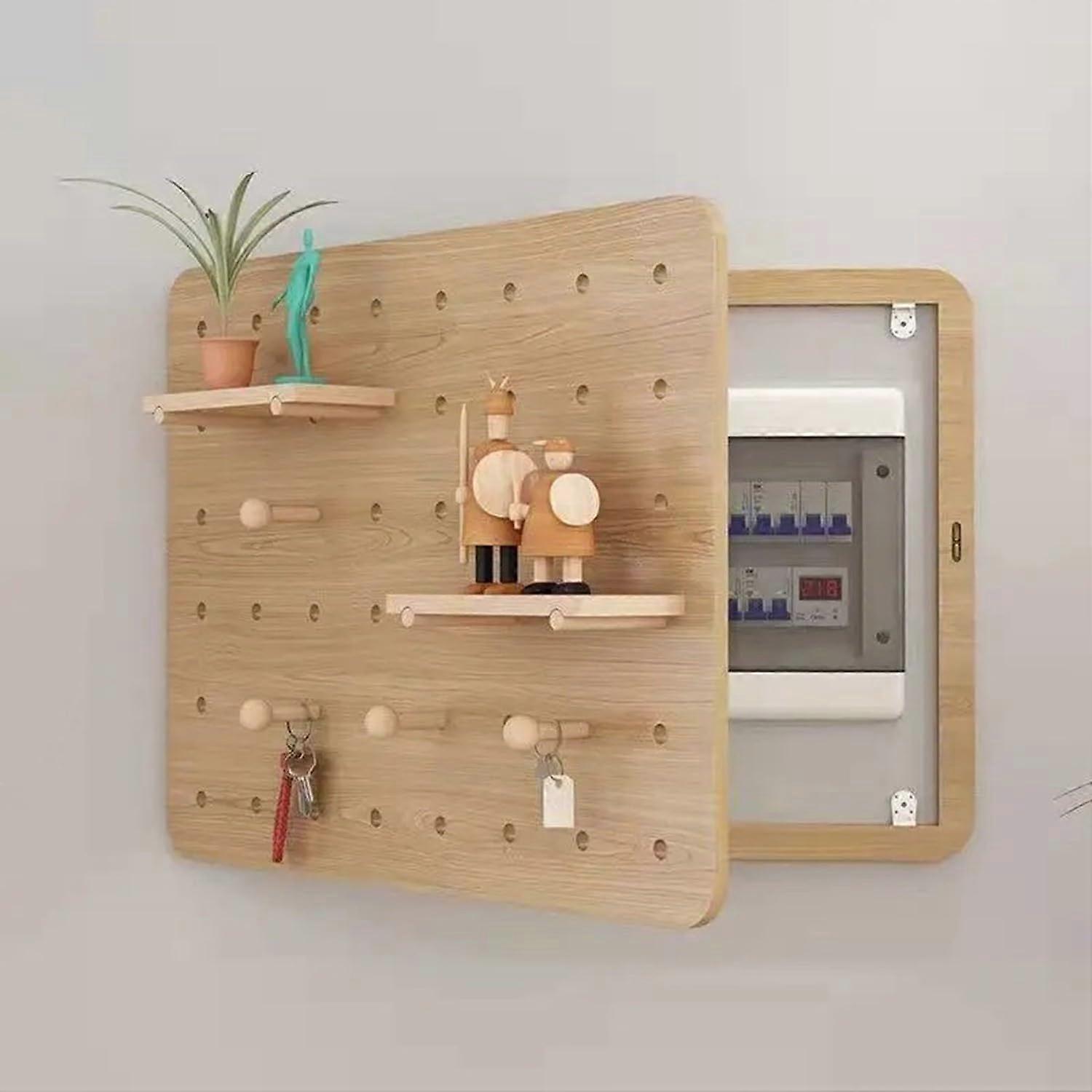 Electrical Panel Cover with Shelf, Rustic Wooden Meter Box Cover, Decorative Storage 60x50cm