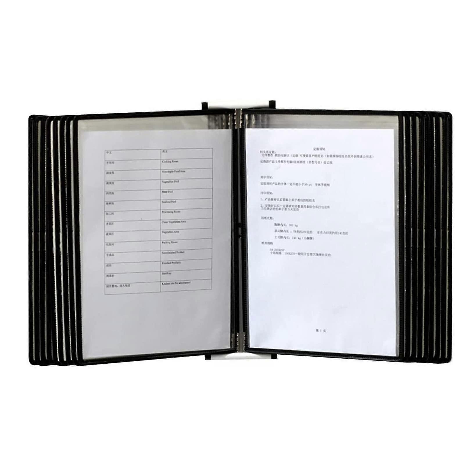 Wall Mounted Document Organizer with Rotating Display, 20 A4 Pages, Quick Access, Black