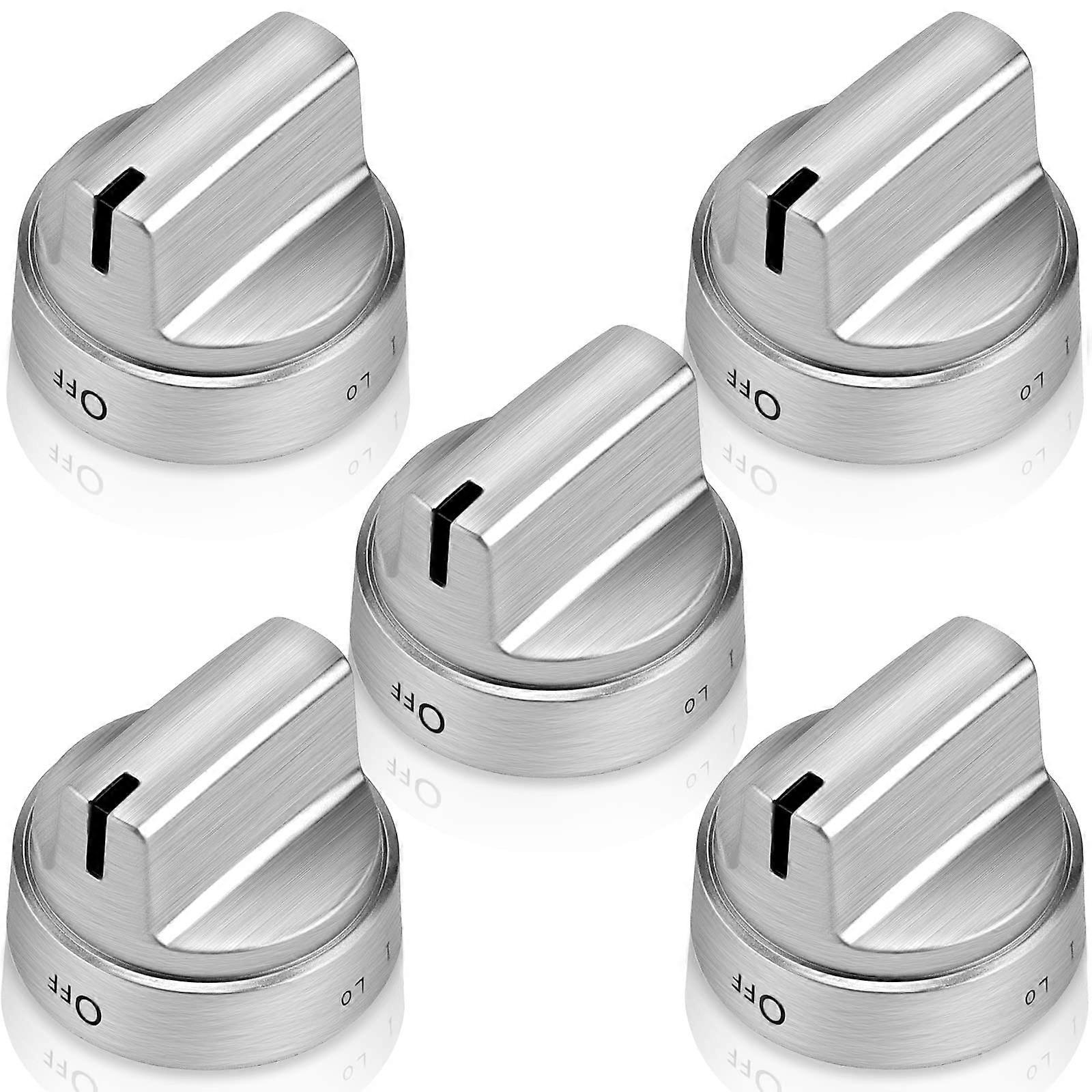 Stove Knobs Replacement for GE WB03X24818 5 Pack Stainless Steel Gas Range Burner Control