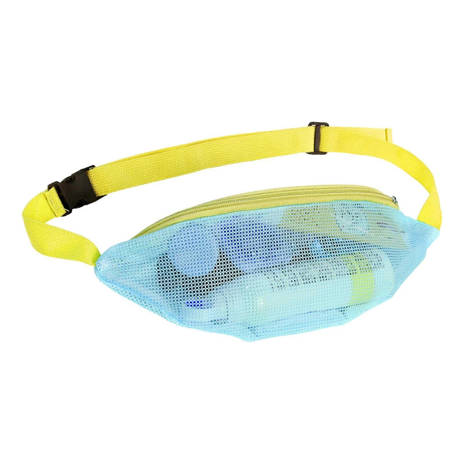 Mesh Beach Waist Bag with Spacious Pocket, Foldable Shell Collecting Design, Adjustable Strap