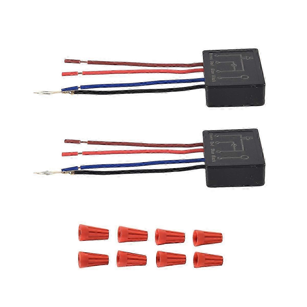 2-Pack Touch-Switch Light Switches for Dimmable LED Bulbs, Replacement Kit with Wiring Caps
