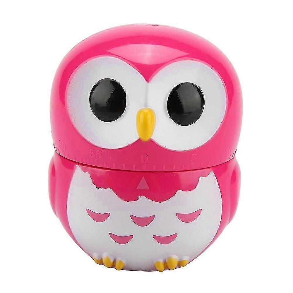 Cute Owl Shape Kitchen Manual Timer Mechanical Home Cooking Counters Clock(Rose)