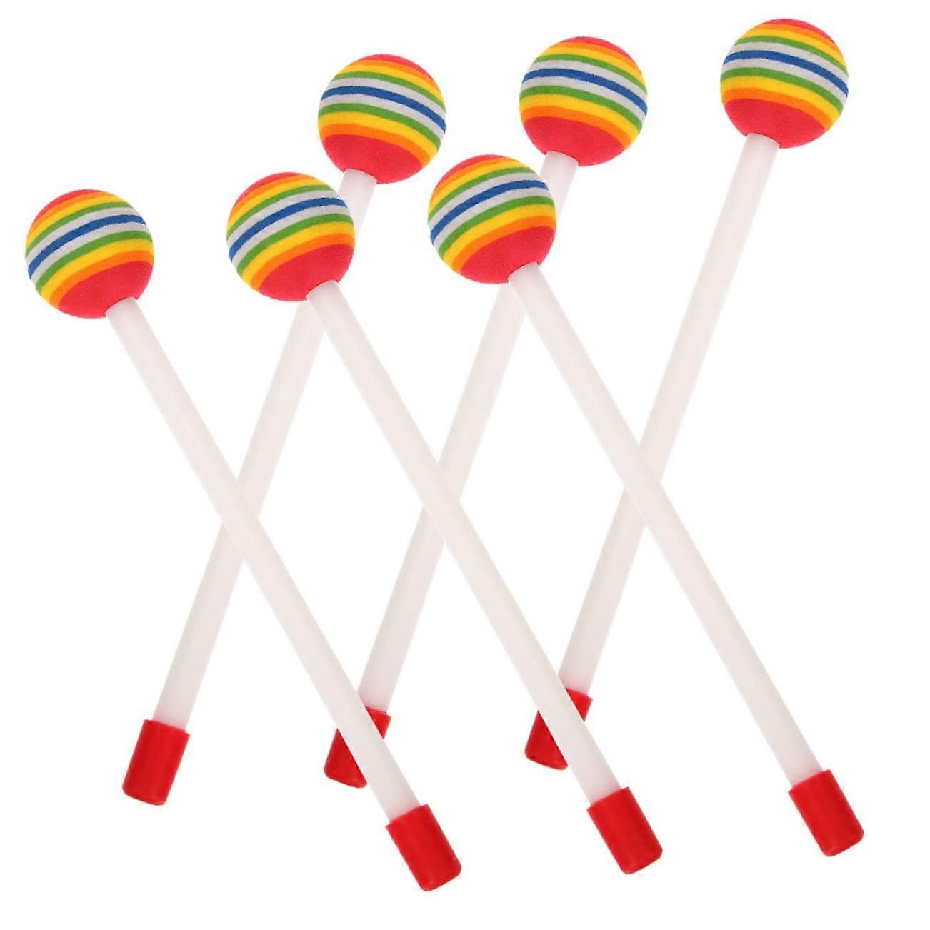 6pcs Lightweight Plastic Drum Sticks with Rounded Tip for Beginners and Practice