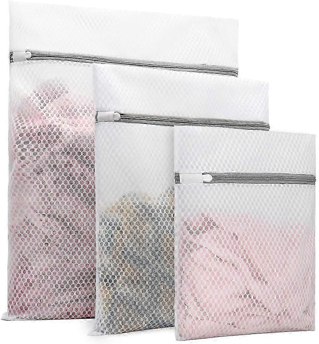 3pcs Durable Honeycomb Mesh Laundry Bags For Delicates