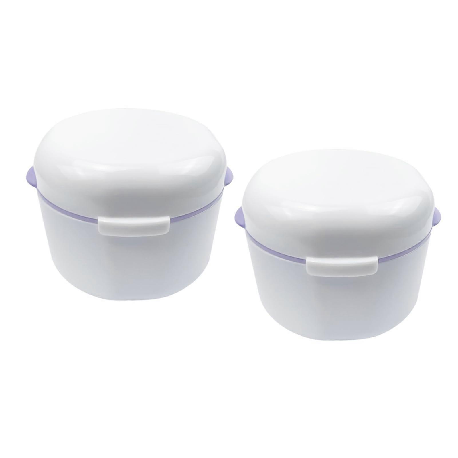 2PCS Denture Case with Quick Draining Basket, Double Layer Retainer Holder for Mouthguard and Travel