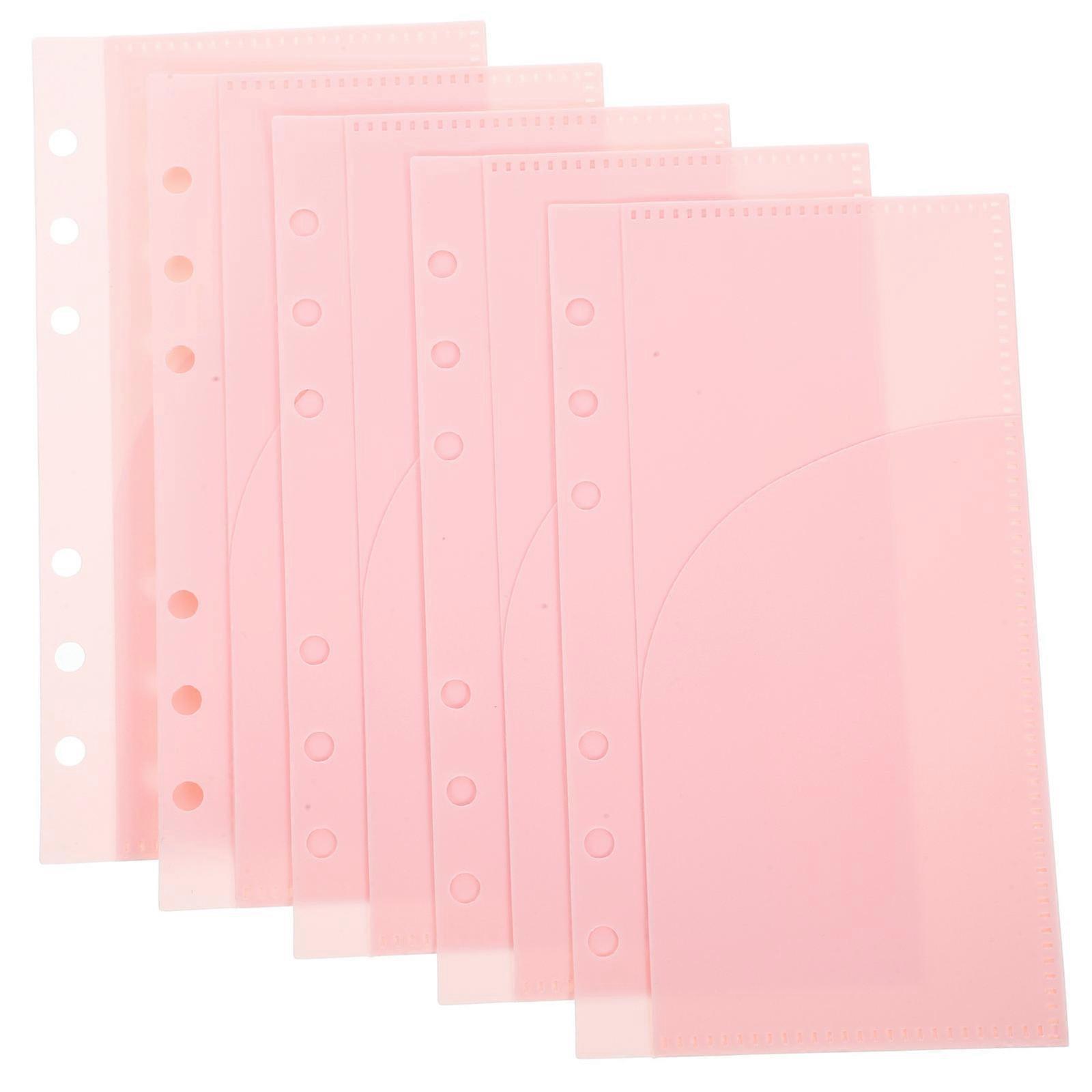 Binder Insert for Storage 5Pcs Pink Portable Binder Pockets