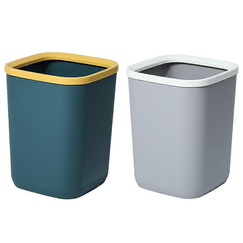 Household Trash Bin Square Trash Can for Home Use 2Pcs Versatile Waste Bin