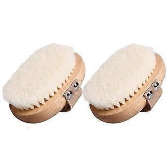 Oval Beechwood Bath Brush with Soft Nylon Bristles, Gentle Exfoliating Body Scrubber 2PCS