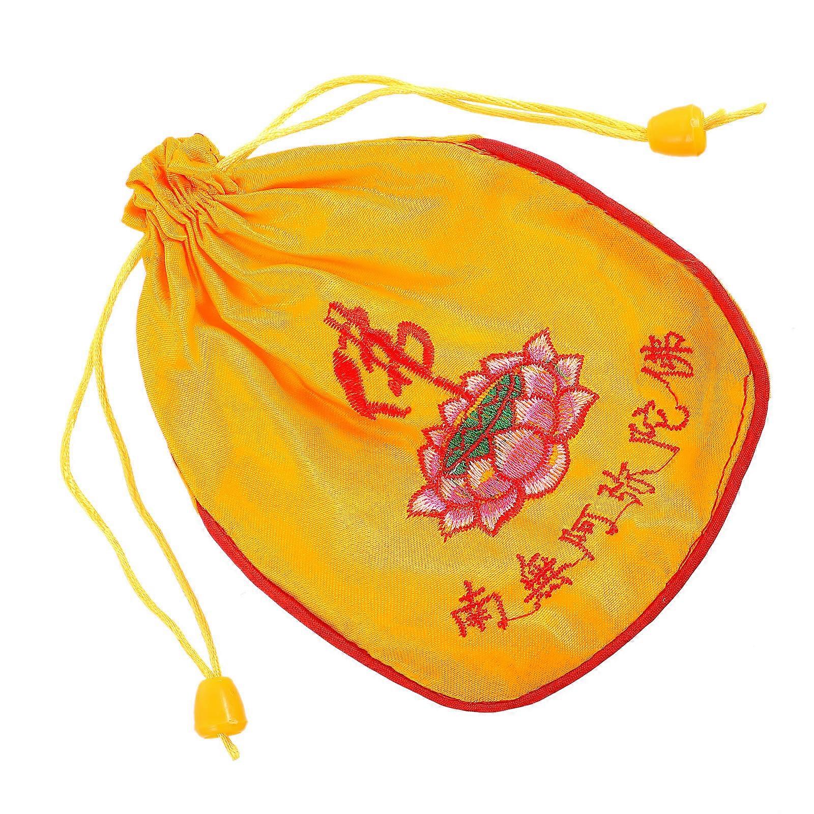 Portable Buddhist Drawstring Bag for Storage Use 10Pcs Cloth Beads Pouches