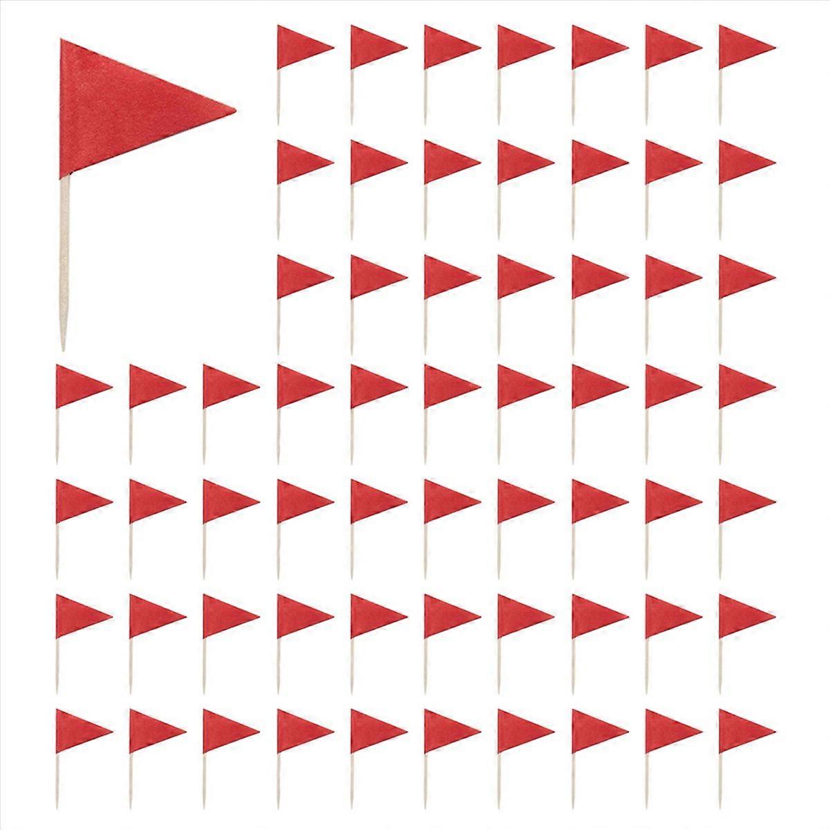 100 Pcs Solid Red Toothpick Flags Small Mini Plain Red Color