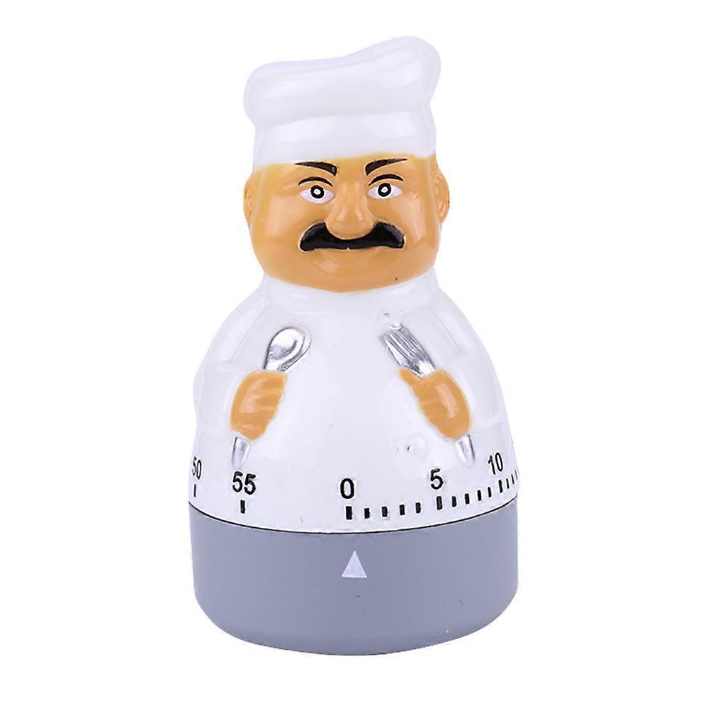 Kitchen Timer Manual Mechanical Timing Device Cartoon Chef White