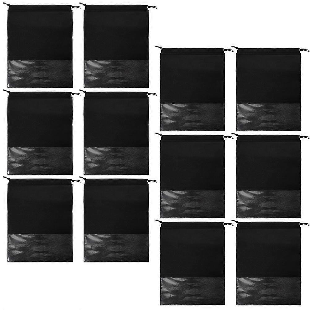 Dustproof Drawstring Bag Black for Shoe Organizing 12Pcs Multi-Functional Storage