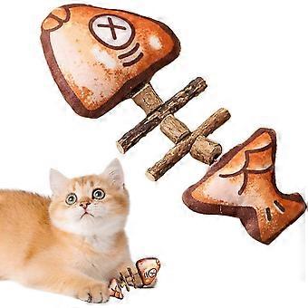 Cat Toy Fish Bone Wood Tianling Teething Stick Simulation,Durable Indoor cat Interactive Chewing Toy, 6 inches Suitable for All Breeds