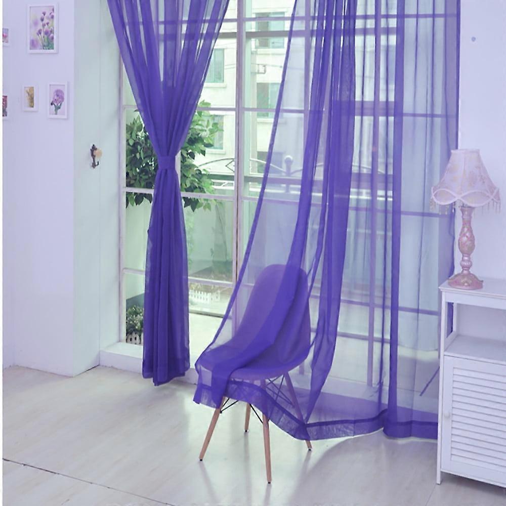 Elegant Solid Print Sheer Window Curtain Panels (78"*31", Purple)