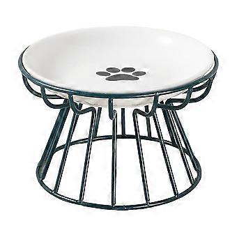 Verhoogde keramische kattenvoerbak met metalen standaard - Verhoogde voerbak voor katten en kleine honden. Stijlvol en praktisch kattenvoerbord, ideaal voor gebruik binnenshuis.