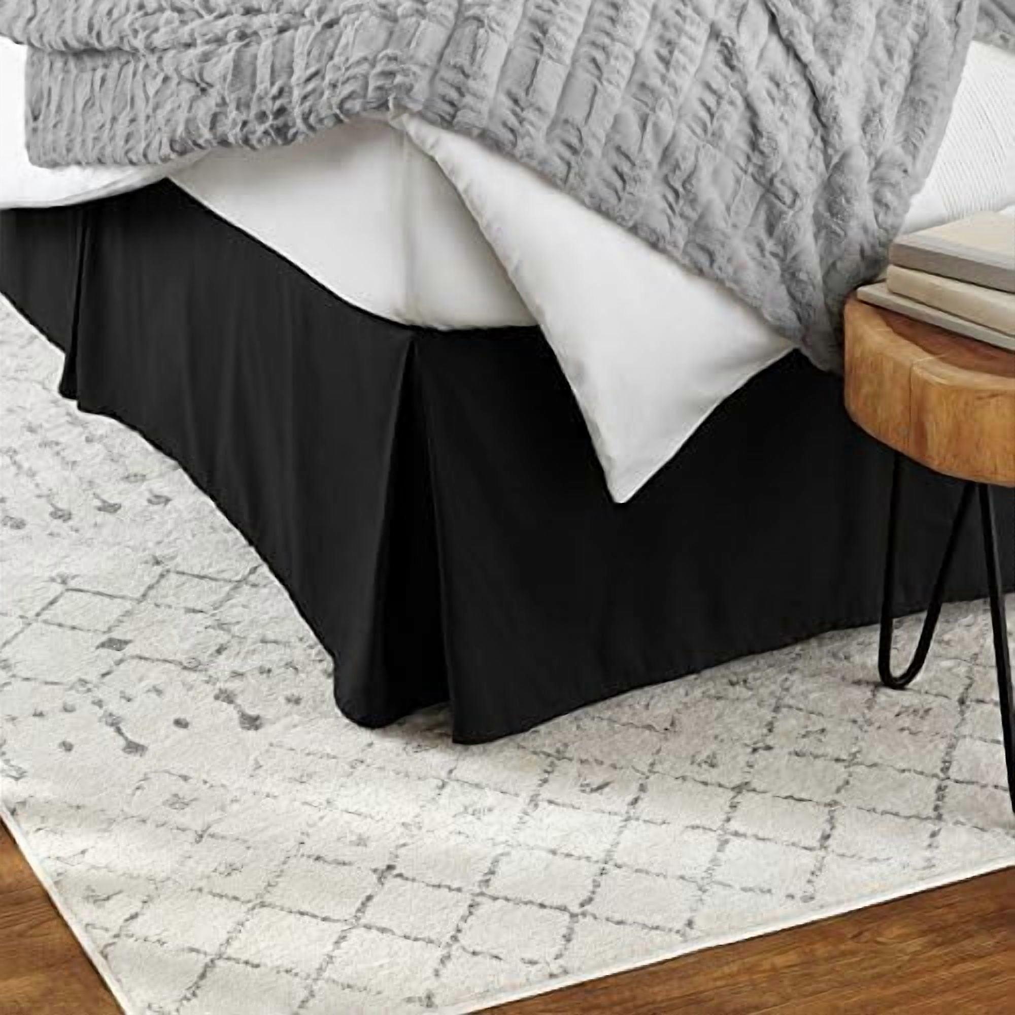 Lightweight Pleated Bed Skirt, Full, Black, Solid