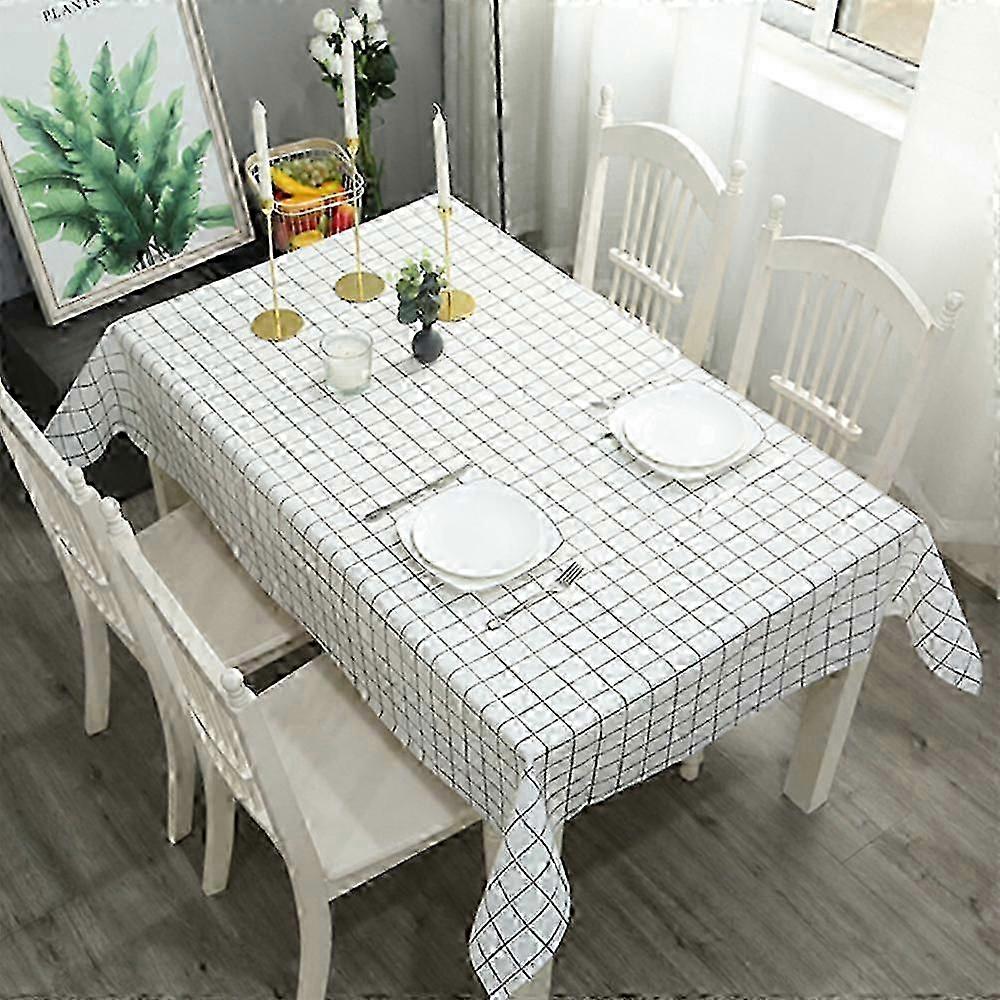 Checkered PEVA Tablecloth, Nordic Style, Waterproof Oil-proof, Washable, Rectangular