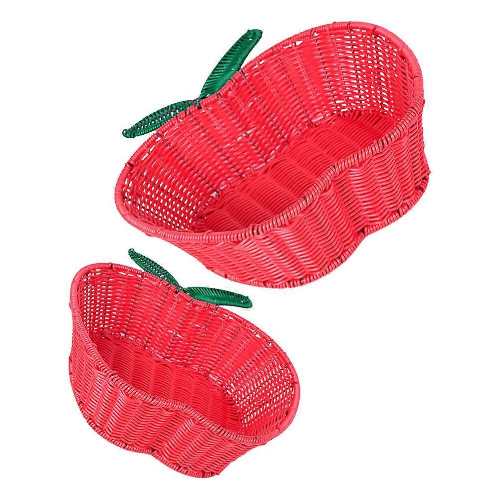 Shaped Fruit Basket Red for Storage Handmade Fruit Holder 2Pcs
