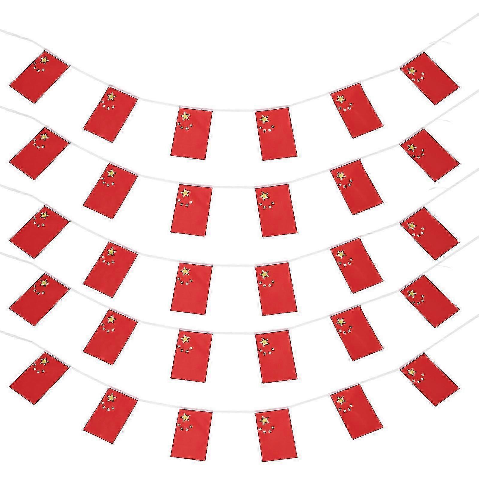 Small Chinese Pennant Flags for Parties 2Sets Red Polyester Flag Decorations