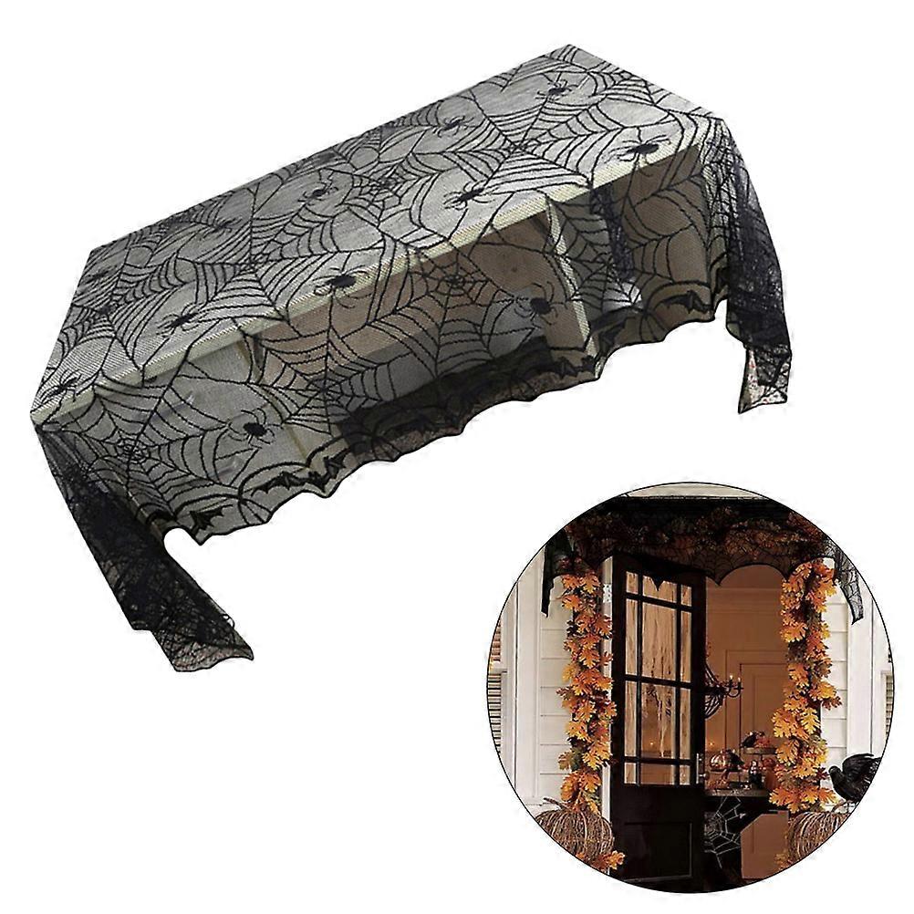 Halloween Tablecloth Bat Spider Web Lace for 2Pcs Rectangular Table Decoration