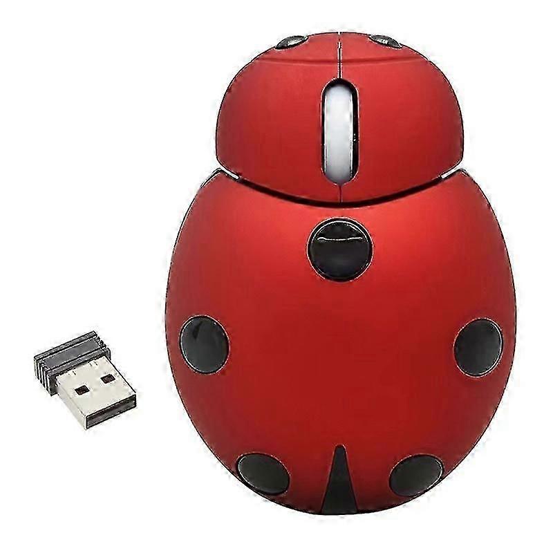 Cute Ladybug Shape Wireless Mouse With Usb Receiver compatible with Laptop Desktop Mouse