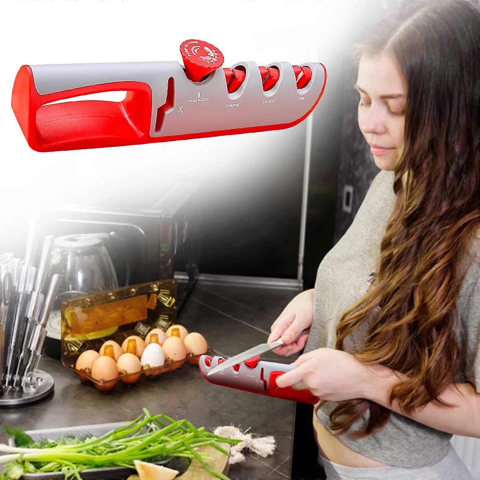 Four Stage Knife Sharpener Plastic Base Multifunctional Fast Knife Sharpener