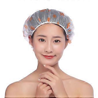 Waterproof Shower Hat Plastic Bath Cap for Shower 20Pcs Multi Color Printed