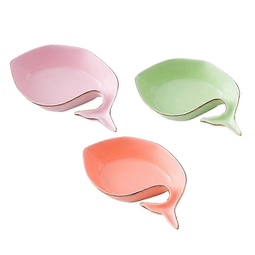 Appetizer Plate Ceramic for Dining 3Pcs Hand-Held Small Plates Tableware