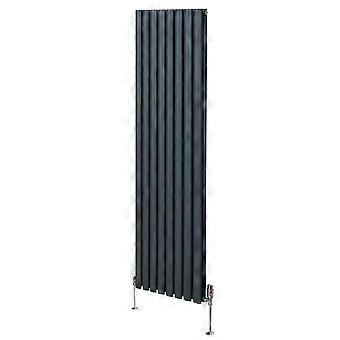 Oval Column Radiator 1800mm x 480mm & TRV Chrome Valves Modern Designer Double Panel Central Heating
