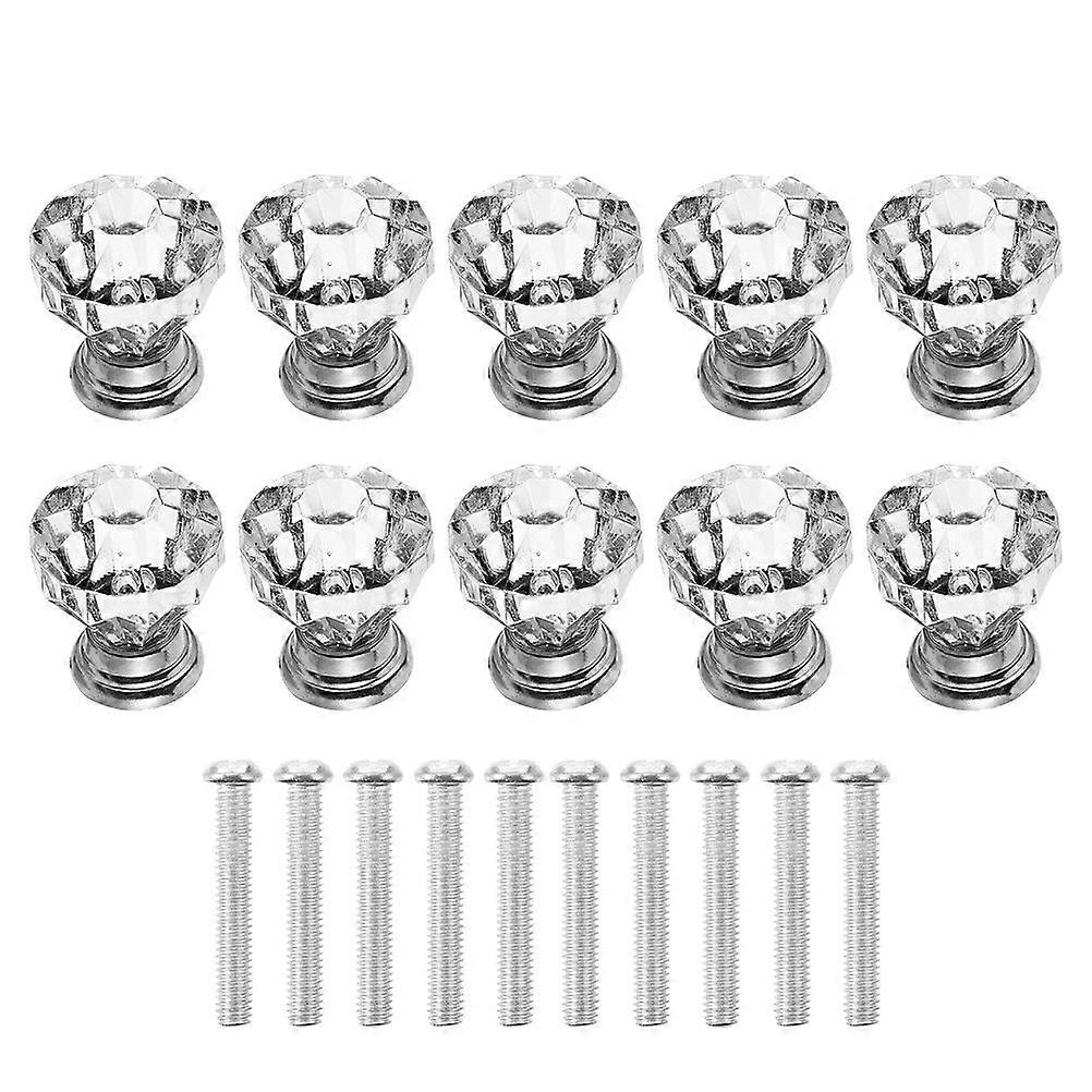 10pcs Delicate Crystal Knobs Single Hole Drawer Knobs Cabinet Handle Home Parts