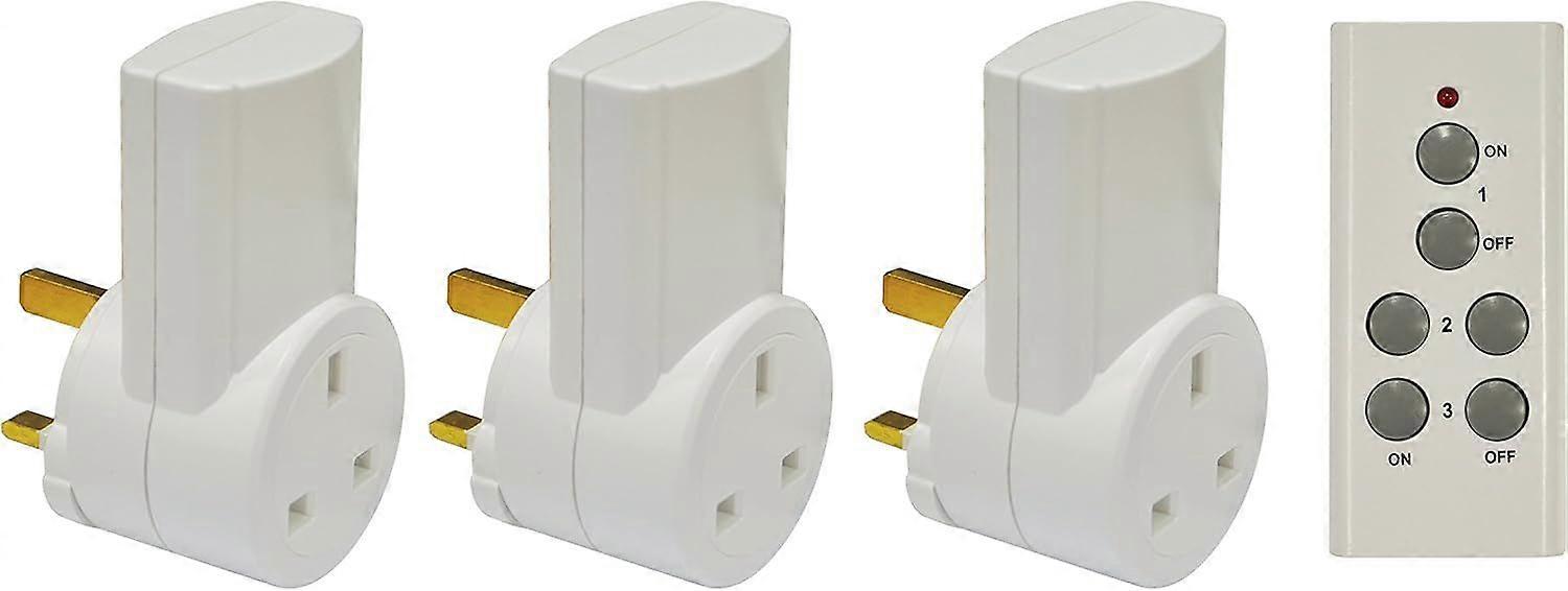 3 Way Remote Control Mains Socket Adaptor Set