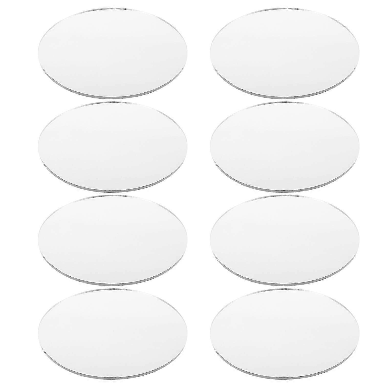 8Pcs Round Mirror Sheets Acrylic Makeup Mirror for DIY Silver Replacement