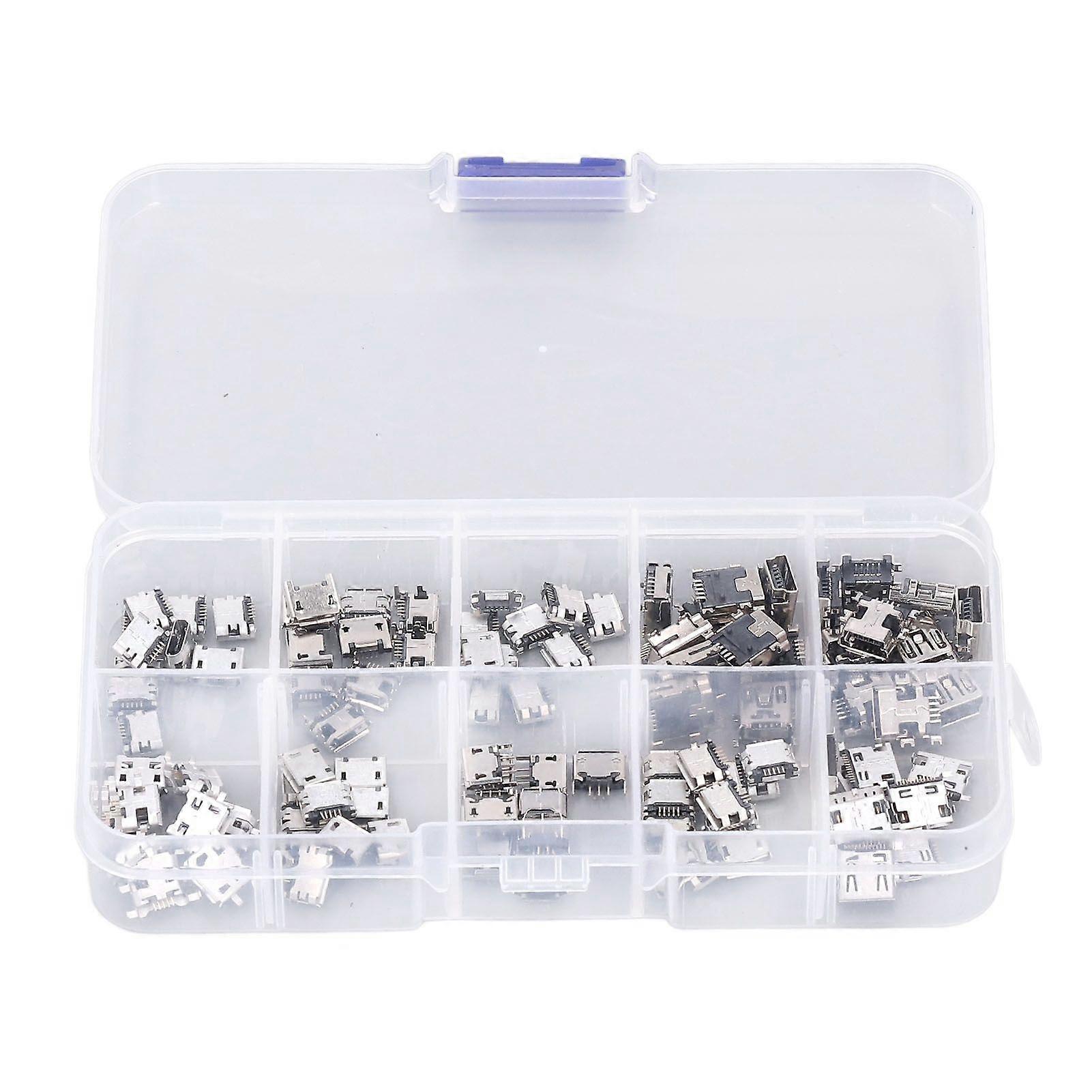 High quality  10 models, 100 pcs Micro MINI USB sockets, various