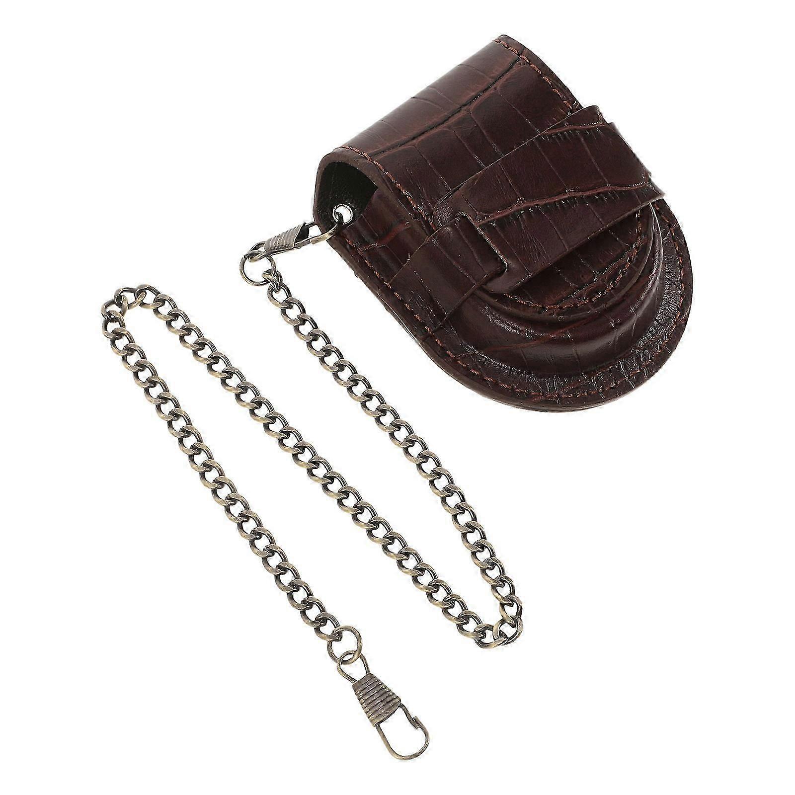 Coffee PU Pocket Watch Case, Durable Protector for Watch Accessories