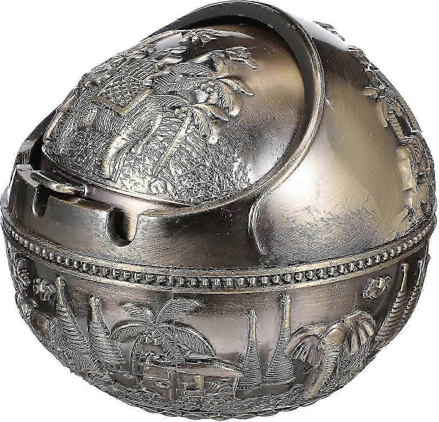 Vintage Metal Elephant Pattern Windproof Table Ashtray