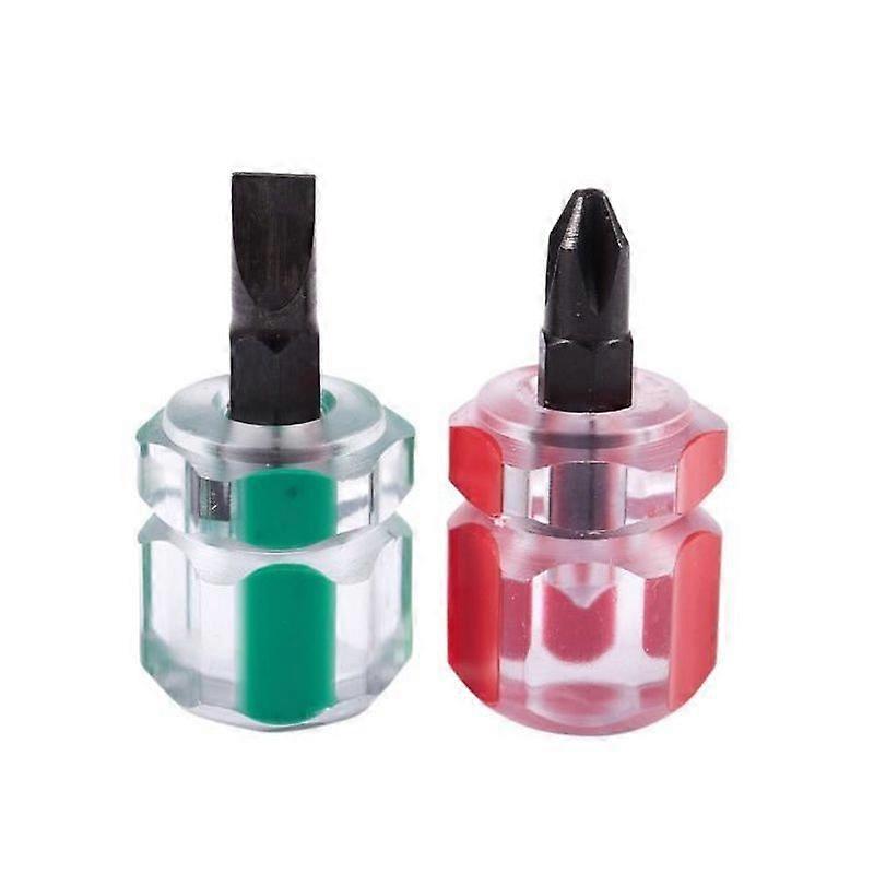 2Pcs Flat Phillips Screwdriver Mini Short Screwdriver Small Split Repair Tools Kit Set Green+Red