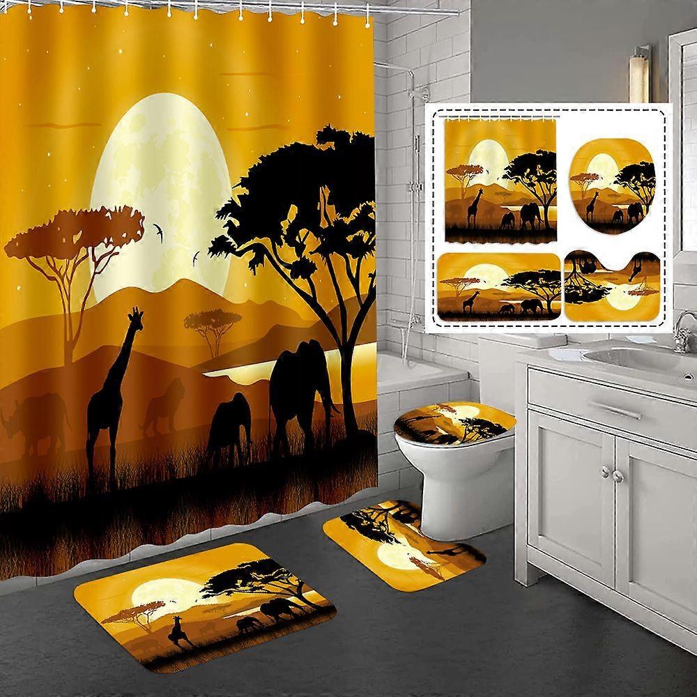 Safari Sunset Polyester 4 Pcs Shower Curtain Set