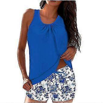 Women Two Piece Bathing Suits Bikini Swim Tank Top with Graphic Boyshorts Swimwear Sets Blue