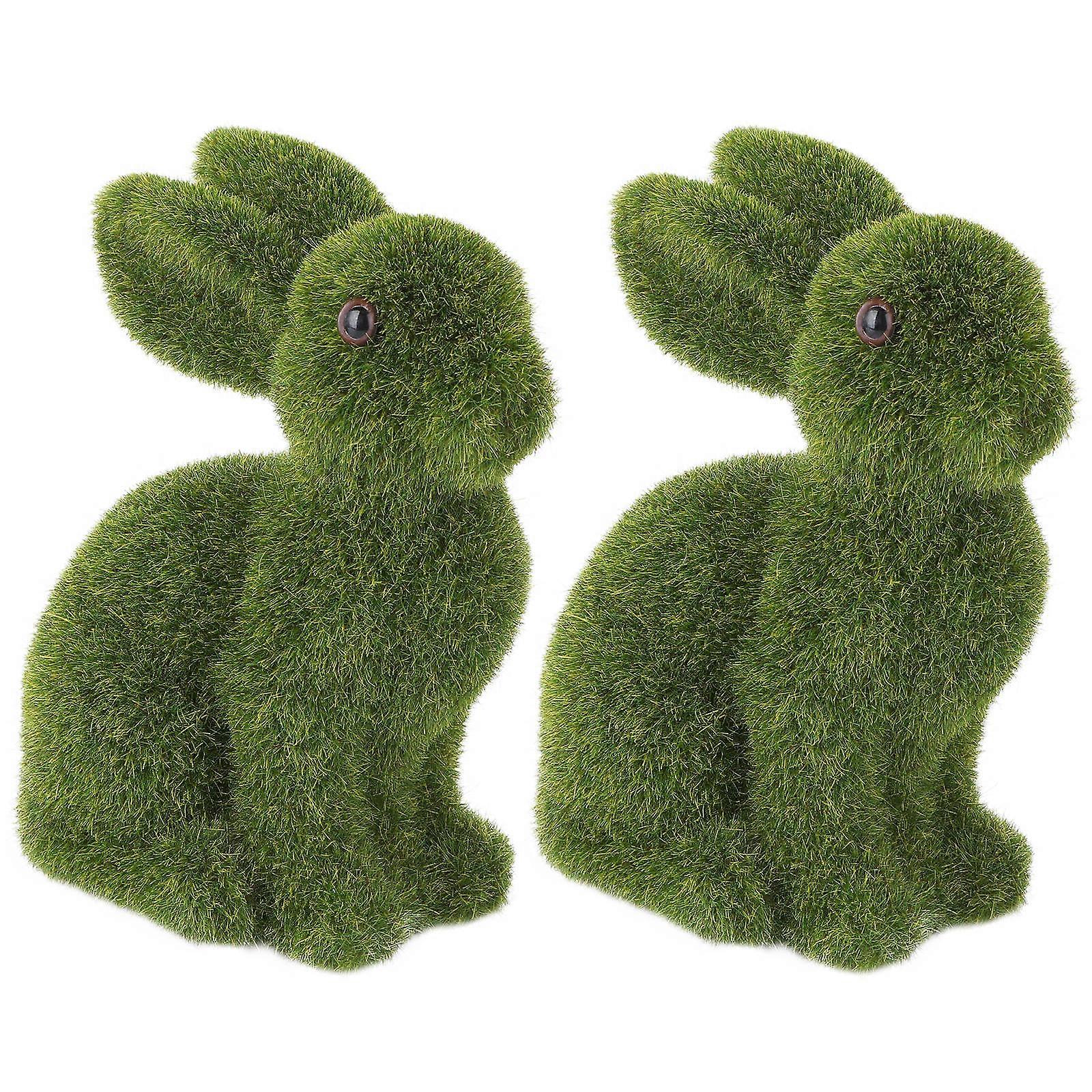 2pcs Decorative Rabbit Model Adornment Easter Simulation Rabbit Ornament