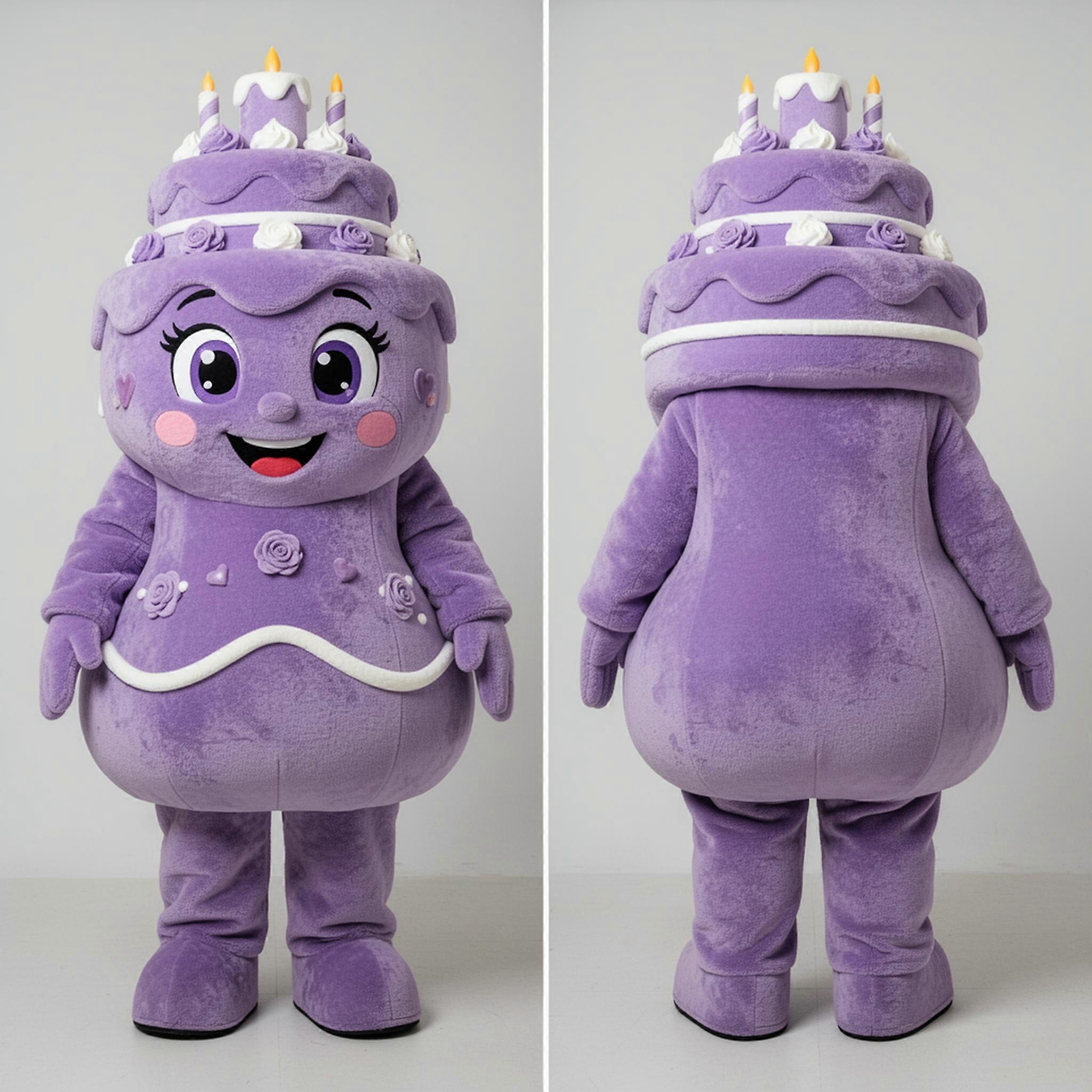 MASTICOT Violet Plush Tiered Wedding Cake Mascot