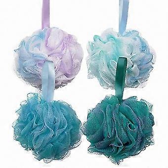 Exfoliating Loofah Bath Sponges, Set of 4, 60g Each Body Scrubber for Shower, Assorted Flower Colors