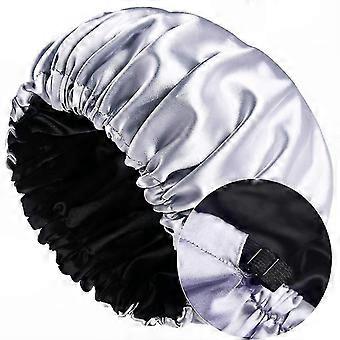 Double-Sided Waterproof Silky Satin Sleep Caps, 2 Packs Adjustable Extra Large Bonnet for Women with Long Curly Hair