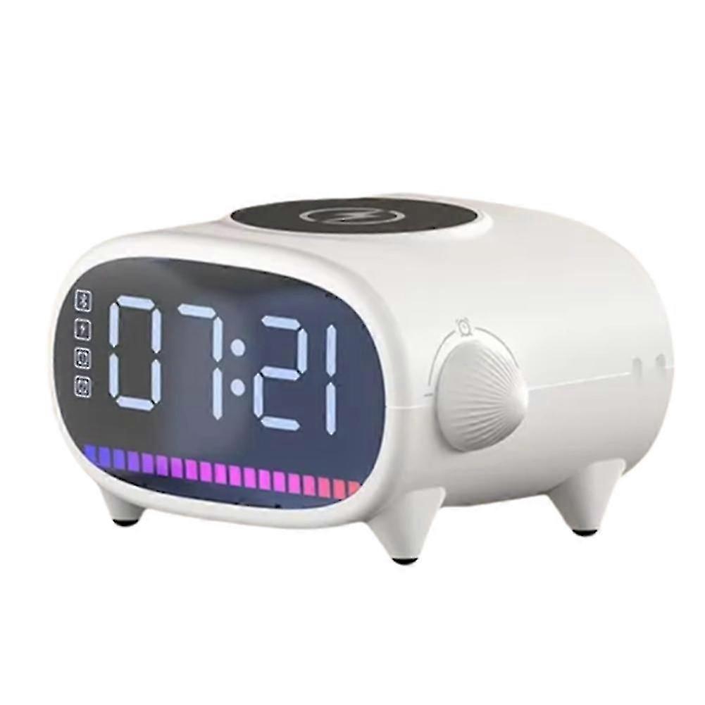 Multifunctional Bluetooth Speaker with Wireless Fast Charging Alarm Clock Pickup Lamp Support USB D