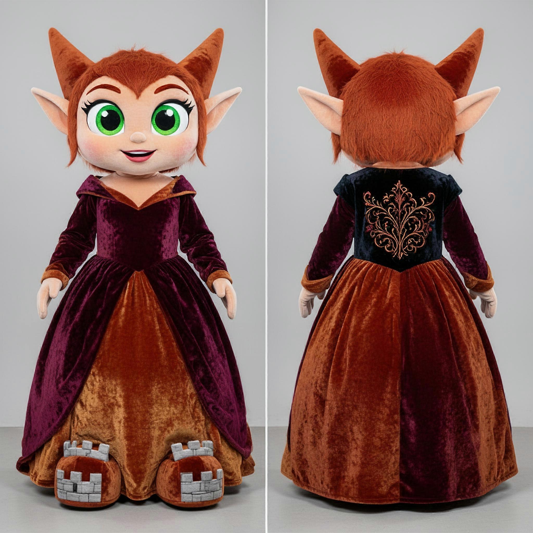 MASTICOT Rust Burgundy Velvety Elf Mascot