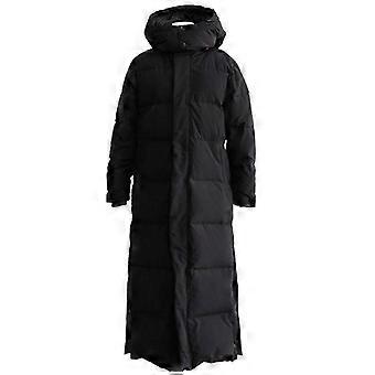 Dames extra lange pufferjas 2026 winter zwart oversized warm donsachtig materiaal lange jas tot aan de enkels