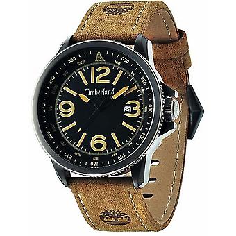 Timberland Caswell Quartz analoge man horloge met koeienhuid armband 14247JSBU-02