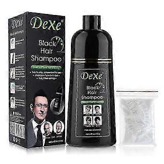 Zwarte haarverfshampoo met plantenextracten, semi-permanent, voor het bedekken van grijze haren, geschikt voor alle haartypes, 400 ml.