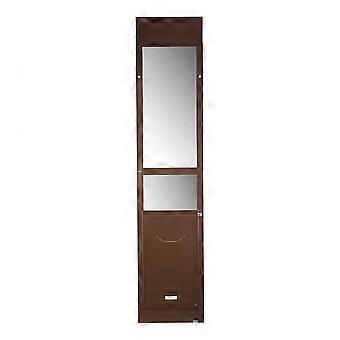Dog Flap, Sliding Glass Door - Adjustable Height (1927-2040 mm) - Aluminum Frame - Brown.