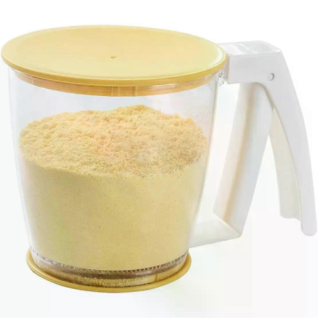 Flour Sifter with Fine Mesh, Plastic Press Design