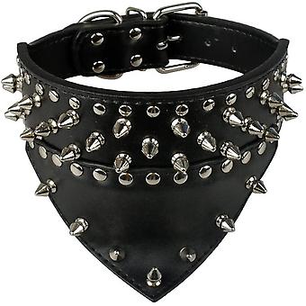 Veeki Fashion Bandana Style Scarf Leather Dog Collar Decorated With Spikes And Studs For Training And Walkingl